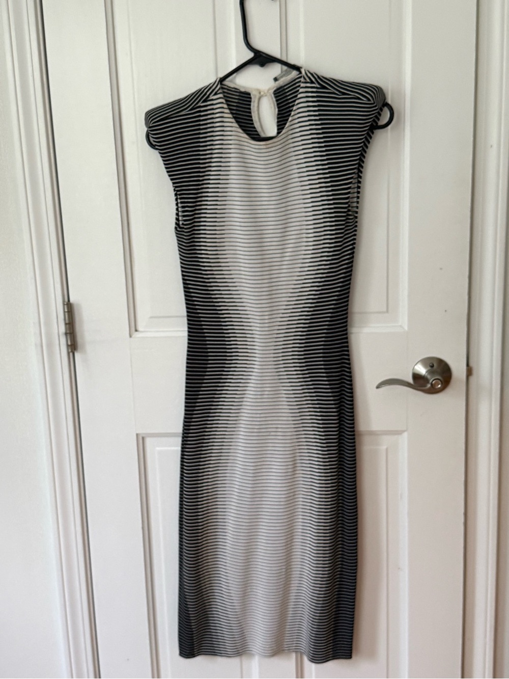 Alexander McQueen Black and White Striped Fitted Dress
